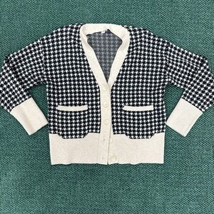 a new day Black and Cream Patterned Cardigan